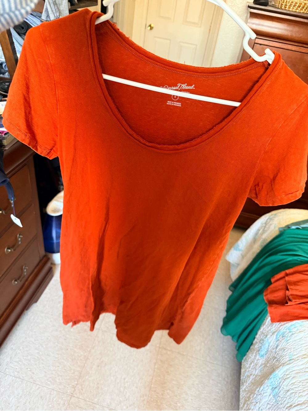 Everyday Scoop Neck T shirt Dress Burnt Orange